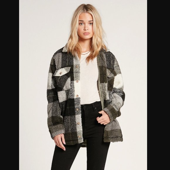 Volcom Jackets & Blazers - Volcom Plaid Sherpa Shirt Jacket